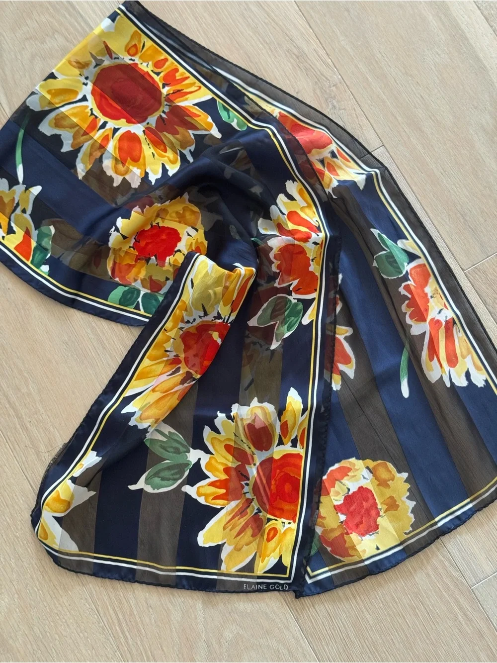 Elaine Gold lightweight floral chiffon scarf